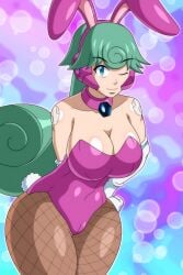 ass big_ass big_breasts big_butt blue_eyes breasts bubble_ass bubble_butt bunny bunny_costume bunny_ear bunny_ears bunny_girl bunny_tail bunnygirl bunnysuit busty gloves green_hair jewel jewelry marino mega_man mega_man_x pantyhose rockmangrave thick_ass thick_legs thick_thighs thighs white_gloves wink