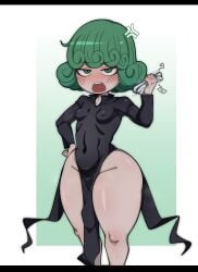 1girls angry angry_face black_dress bottom_heavy female female_only green_hair no_panties one-punch_man panties pipi_(artist) shortstack tatsumaki thick_thighs wide_hips