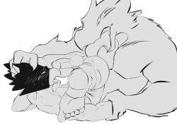 anthro ass_lick ass_licking bad_doberman cock dark_shadow dick fumikage_tokoyami gay holding holding_hands holding_head licking licking_ass male male/male male_only monochrome my_hero_academia non-human nude penis rimming size_difference tongue yaoi younger_male