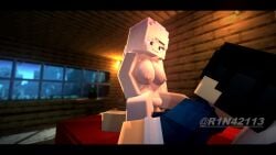 1boy 1girls 3d adler_(r1n42113) alley_(r1n42113) anthro blonde_hair cowgirl cowgirl_position mine-imator minecraft night pink_eyes r1n42113 sex tagme