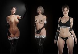 3d 3girls armwear ashley_graham ashley_graham_(ella_freya) blacked blacked_clothing capcom casual claire_redfield claire_redfield_(jordan_mcewen) clothing currysfm exposed_torso female female_only human jill_valentine jill_valentine_(sasha_zotova) latex latex_thighhighs legwear nipple_covers nipples pale_skin pasties raceplay resident_evil resident_evil_2 resident_evil_2_remake resident_evil_3 resident_evil_3_remake resident_evil_4 resident_evil_4_remake