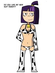 1girls cow_costume cow_girl half_naked mentioned_character purple_hair randy_cunningham:_9th_grade_ninja theresa_fowler