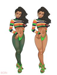 1girls asymmetrical_hair black_hair boin_(deviantart) brazilian brazilian_female clothed cropped_sweater dark-skinned_female dark_skin female female_only hoop_earrings laura_matsuda navel navel_piercing solo source_request street_fighter street_fighter_v underboob variant white_background