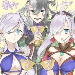 ashiya_douman_(fate) fate/grand_order fate_(series) female miyamoto_musashi_(fate) miyamoto_musashi_(swimsuit_berserker) miyamoto_musashi_(swimsuit_berserker)_(third_ascension)_(fate)