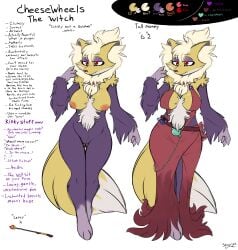 absurd_res airhead anthro cheesewheels_(skoon) clothing delphox dress female generation_6_pokemon hi_res magic_user model_sheet nintendo nude pokemon pokemon_(species) pokemorph skoon solo witch