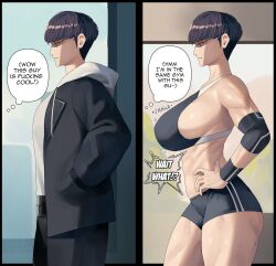 1girls big_breasts ethan69_(artist) gym_clothes huge_breasts kim_(ethan69) large_breasts muscular_female reverse_trap short_hair thick_thighs tomboy very_short_hair