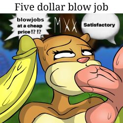 1girls 2boys blowjob blowjob_face dialogue female furry huge_cock meme mxx nickelodeon patrick_star penis prostitution sandy_cheeks sea_sponge shitpost smooth_skin spongebob_squarepants spongebob_squarepants_(character) squirrel starfish sweat tagme threesome