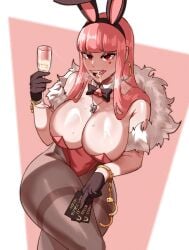 1girls breasts bunny_ears bunny_girl bunnysuit cum cum_drinking cum_in_container cum_in_glass female hi_res hips huge_breasts light-skinned_female light_skin long_hair nelly_tara_rae original original_character pink_hair thick_thighs thighs wide_hips wine_glass wingedwasabi