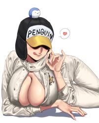 big_breasts blush canon_genderswap cleavage covered_eyes fellatio_gesture female female_only genderswap_(mtf) hat headwear jumpsuit licking_lips momimimiya nipple_bulge no_bra on_side one_piece penguin_(one_piece) rule_63 sexually_suggestive shaded_face shiku_shiku_no_mi smile solo thigh_gap tongue_out unzipped unzipped_bodysuit