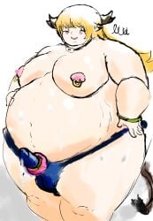 bbw big_belly dickgirl/female dildo_under_panties fat monogatari_(series) oshino_shinobu overweight ssbbw