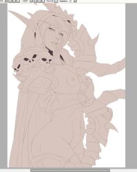 1girls big_breasts blizzard_entertainment forsaken looking_at_viewer sketch solo sylvanas_windrunner tipodeincognito undead_(warcraft) warcraft world_of_warcraft