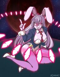 1girls anthro bunnysuit cleavage danmaku furdynamo furry high_heels large_ass large_breasts lips reisen_udongein_inaba smile thick_thighs thighhighs touhou wide_hips