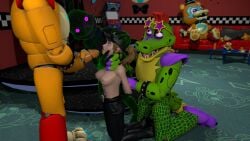 3d alligator animal_penis animatronic bear breasts five_nights_at_freddy's five_nights_at_freddy's:_help_wanted five_nights_at_freddy's:_security_breach glamrock_freddy_(fnaf) glitchtrap half_naked holding_head holding_penis human imminent_oral imminent_sex montgomery_gator_(fnaf) on_knees penis rabbit_humanoid restrained security_guard source_filmmaker straight vanessa_(fnaf) vorongamer