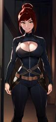 ai_generated attack_on_titan big_ass big_breasts black_suit brown_hair girl sasha_braus