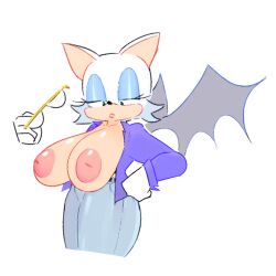 accidental_exposure big_areola big_nipples breasts_out edalv edolov furry glasses huge_areolae huge_breasts huge_nipples jacket open_jacket rouge_the_bat sagging_breasts sonic_(series) tagme the_murder_of_sonic_the_hedgehog wardrobe_malfunction