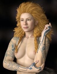 1girls 3d 3d_(artwork) aesir_(norse_mythology) areolae blonde_hair blue_eyes breasts female female_focus female_only front_view god_of_war god_of_war_ragnarok looking_away morphz mythology nipples norse_mythology nude nude_female santa_monica_studio scar scars solo sony_corporation sony_interactive_entertainment tattoo tattooed_arm tattoos thrud_(god_of_war)