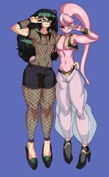 2boys blank_(captain_kirb) captain_kirb crossdressing dragon_ball dragon_ball_xenoverse dragon_ball_z femboy girly glasses majin majin_mark mofu_(randomanon1) oc original_character tagme