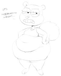 1girls 2023 belly bottom_heavy breasts fat female furry hands_on_hips nickelodeon sandy_cheeks sketch skirt smooth_skin solo spaghettiz spongebob_squarepants squirrel thick thick_thighs underwear weight_gain