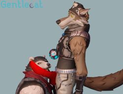 anthro fortnite gay gentlecat large_penis penis_on_face polar_patroller_(fortnite) red_penis wendell_(fortnite)