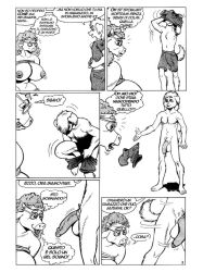 anthro big_breasts bondage bound bovid bovine breasts cattle dog_boy duo female karno male mammal monochrome page_3 penis restraints rope rope_bondagecomic