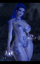 1girls big_breasts blue_eyes blue_hair blue_tattoo curvy curvy_body curvy_female curvy_figure curvy_hips fit_female glossy hi_res high_resolution highres huge_breasts huge_thighs kiptisin looking_at_viewer magic magical_girl makeup pose self_upload skyrim solo solo_female tattoo tattoo_on_arm tattoo_on_belly tattoo_on_chest tattoo_on_legs tattooed_arm tattoos the_elder_scrolls thick_thighs wide_hips wide_thighs