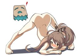 ass ass_up brown_hair female hololive hololive_english hololive_english_-council- hololive_english_-promise- jack-o_pose long_hair nanashi_mumei nude nude_female purusagi virtual_youtuber