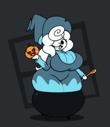 big_breasts commission cornett_the_vanillite dewbber generation_5_pokemon huge_breasts ice_cream nintendo pokémon_(species) pokemon pokemon_(species) pumpkin thick_thighs vanillite witch_costume