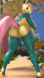 3d 3d_(artwork) absurd_res anthro anthrofied anus ass basket big_breasts big_butt breasts container digital_media_(artwork) easter easter_egg equid equine female fluttershy_(mlp) friendship_is_magic hair_on_head hasbro hi_res holidays huge_breasts mammal my_little_pony pegasus solo vladichslg wings