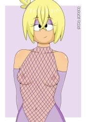 1girls aged_up blonde_hair female female_focus female_only fishnet_bodysuit fishnets light-skinned_female light_skin lily_loud medium_breasts nickelodeon nipples satoshi_takei the_loud_house