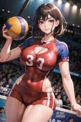 1girls ai_art_panwho ai_generated basketball basketball_uniform curvy curvy_body curvy_female curvy_figure female_focus female_only high_resolution looking_at_viewer original original_character seductive_eyes solo solo_female stable_diffusion