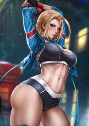 1girls abs absurd_res absurdres alternate_version_available arched_back arm_up arms_up athletic athletic_female big_breasts blonde_hair blue_eyes breasts british british_female busty cammy_stretch cammy_white capcom child_bearing_hips cleavage curvaceous curvy curvy_figure dandon_fuga facial_scar female female_only fit fit_female fully_clothed high_resolution highres hips large_breasts large_filesize light-skinned_female light_skin looking_at_viewer navel scar scar_on_face shaved_armpit short_hair shorts shoulder_length_hair solo solo_female solo_focus stomach street_fighter street_fighter_6 stretching thick thick_female thick_thighs thighs toned toned_body toned_female toned_stomach very_high_resolution voluptuous voluptuous_female