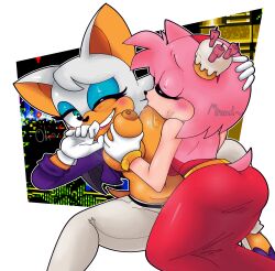 2girls amy_rose anthro breast_sucking commission female female_only furry rouge_the_bat sonic_(series) thehoraco yuri