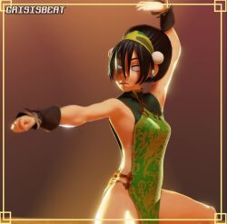 3d animated anklewear avatar_the_last_airbender barefoot blind casual china_dress clothing crisisbeat female fighting fighting_stance human martial_arts no_bra no_panties no_sound no_underwear pale_skin pelvic_curtain revealing_side_view tagme thenaysayer34 toph_bei_fong video wristwear