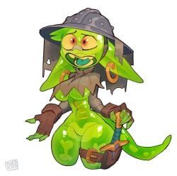 female foresttherotten goblin goblin_female kettle_helmet medieval_armor medieval_armour slime slime_girl