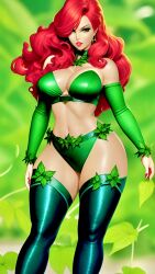 ai_generated batman_(series) big_ass big_breasts big_butt breast_grab breasts dc_comics green_clothing green_hair green_lingerie pamela_isley poison_ivy spicier_drip thick thick_ass thick_legs thick_thighs thighs