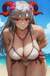 1girls 2023 ai_generated amiral_ai bikini breasts cleavage female female_only fire_emblem fire_emblem_heroes freyja_(fire_emblem) hips horned_female horned_humanoid horns huge_breasts light-skinned_female light_skin long_hair looking_at_viewer naughty_face nintendo outdoors red_eyes solo stable_diffusion thick_thighs thighs white_hair wide_hips