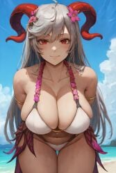 1girls 2023 ai_generated amiral_ai bikini breasts cleavage female fire_emblem fire_emblem_heroes freyja_(fire_emblem) hips horned_female horned_humanoid horns huge_breasts light-skinned_female light_skin long_hair looking_at_viewer naughty_face nintendo outdoors red_eyes stable_diffusion thick_thighs thighs white_hair wide_hips