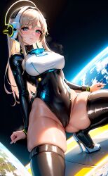 ai_generated arms ass bodysuit breasts coomer_ai eyes face female full_body hair humanoid legs limbs long_hair planet space stable_diffusion