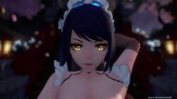 1boy 1girls animated big_breasts genshin_impact kujou_sara maid mikumikudance mmd nipples pussy raiden_shogun sex shantianxiaozhi tagme video