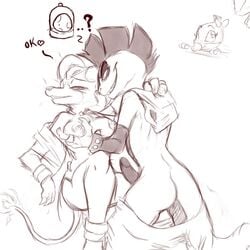 baby breasts clothing egg female houndoom hybrid male mel_the_hybrid penis pokemon scrafty scraggy straight