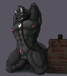 1boy abs animal_genitalia animal_penis anthro armpits athletic balls biceps big_muscles black_fur black_wolf blue_eyes canine canine_penis chains croiyan fur grey_fur male male_only mammal muscular muscular_male nipples nude pecs penis sheath solo sonic_wolfe triceps white_fur wolf