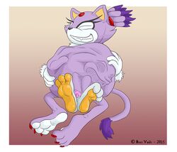 2015 anthro barefoot blaze_the_cat claws duo feline female forced fur head_first hedgehog hi_res male mammal nude purple_fur pussy roco silver_the_hedgehog simple_background smile sonic_(series) straight toes unbirthing vaginal_penetration video_games vore