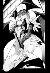 1990s 1995 20th_century clothed_masturbation clothing comic darkstalkers doujinshi kadoi_youichi morrigan_aensland small_breasts tagme torn_clothes