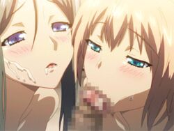 1boy 2girls animated blue_eyes blush catching_cum censored collaborative_fellatio cum cum_in_mouth cum_on_face cumshot double_fellatio ejaculation facial fellatio kamimura_chika kamimura_haruka licking lowres mosaic_censoring multiple_fellatio multiple_girls natsu_no_saigo_no_hi nude oral penis saliva sisters_~natsu_no_saigo_no_hi~ swallowing swallowing_cum sweat tear threesome tongue