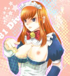 81diver beauty_mark blush breasts large_breasts maid nipples ukeshi