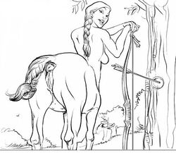 arrow ass centaur centauress centauride equine equine_anus equine_taur horse horsepussy mythology no_color pussy tail taur tree