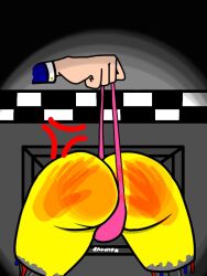 disembodied_hand eronsfw five_nights_at_freddy's spank_marks spanked_ass stuck_in_vent toy_chica_(fnaf) wedgie wedgie_spanking