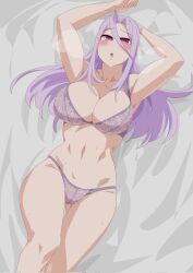 big_breasts blush fuuto_pi kamen_rider kamen_rider_w otokam1117 purple_bra purple_hair purple_panties red_eyes tokime