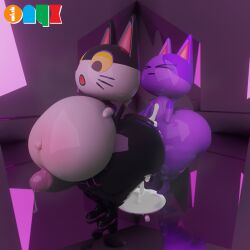 3d animal_crossing anthro big_anus big_ass big_penis blender bob_(animal_crossing) cum_inside cum_puddle excessive_cum feline furry furry_only huge_anus huge_ass huge_belly hyper_anus inflation leaking_precum male_only onyxsplash precum precum_drip precum_string punchy_(animal_crossing) purple_body shiny_skin