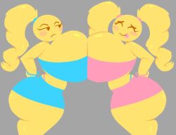 2girls annoyed big_breasts brittany_(moonstadew) emoji_(race) happy huge_ass huge_breasts huge_cock moonraige moonstadew no_outlines original_character paizuri ponytail pressing_breasts_together sisters smile thick_thighs tiffany_(moonstadew) twintails yellow_skin